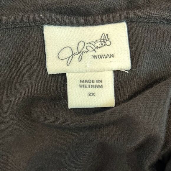 #287 Jacqueline Smith, black/gold and silver embellished tunic top size 2X - Picture 10 of 12